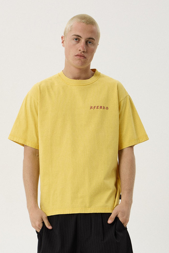 Afends Constellation - Heavyweight Boxy Tee - Vintage Mango