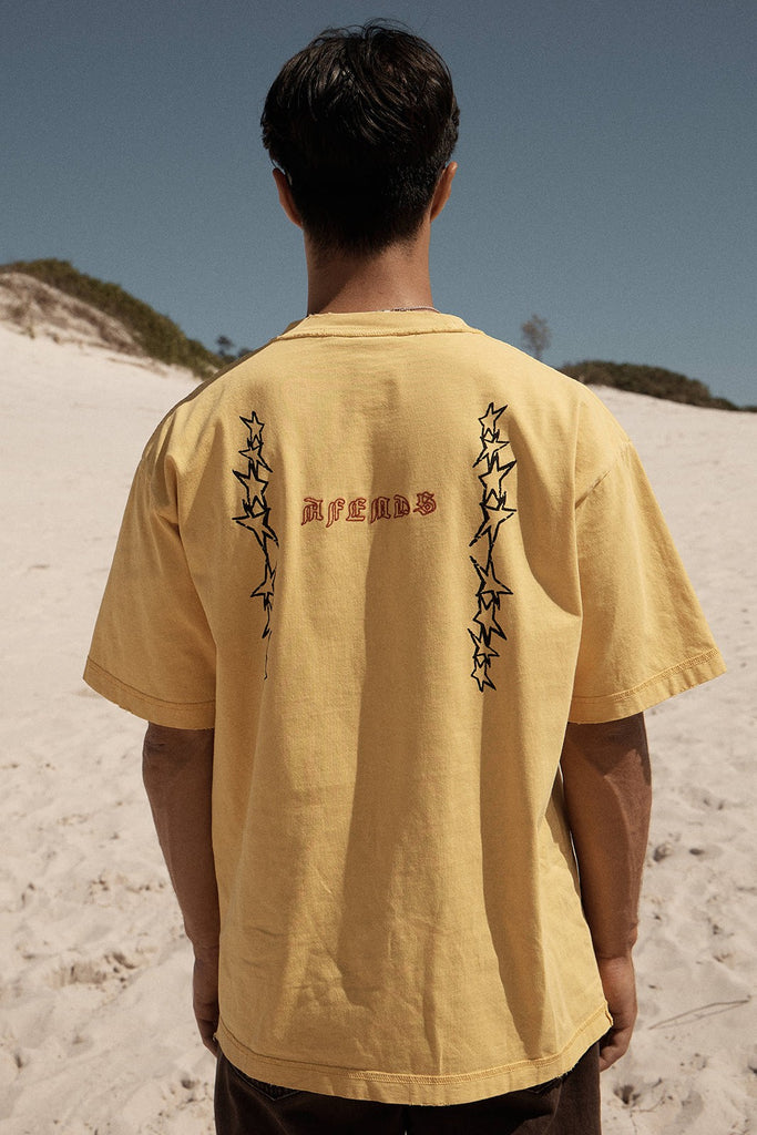 Afends Constellation - Heavyweight Boxy Tee - Vintage Mango