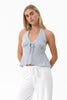 Afends Delfina - Seersucker Halter Top - Powder Blue Check