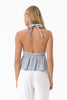 Afends Delfina - Seersucker Halter Top - Powder Blue Check