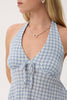 Afends Delfina - Seersucker Halter Top - Powder Blue Check