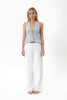 Afends Delfina - Seersucker Halter Top - Powder Blue Check
