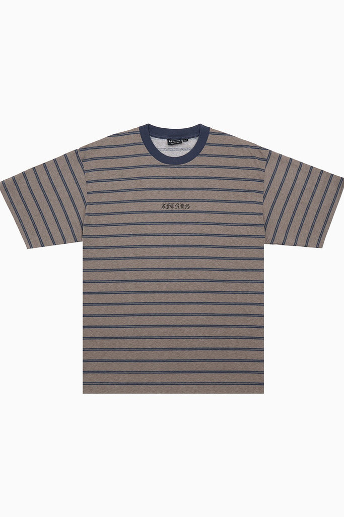 Afends Eureka - Boxy Tee - Olive Stripe
