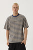 Afends Eureka - Boxy Tee - Olive Stripe