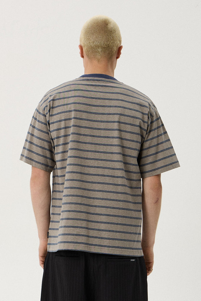 Afends Eureka - Boxy Tee - Olive Stripe
