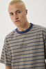Afends Eureka - Boxy Tee - Olive Stripe