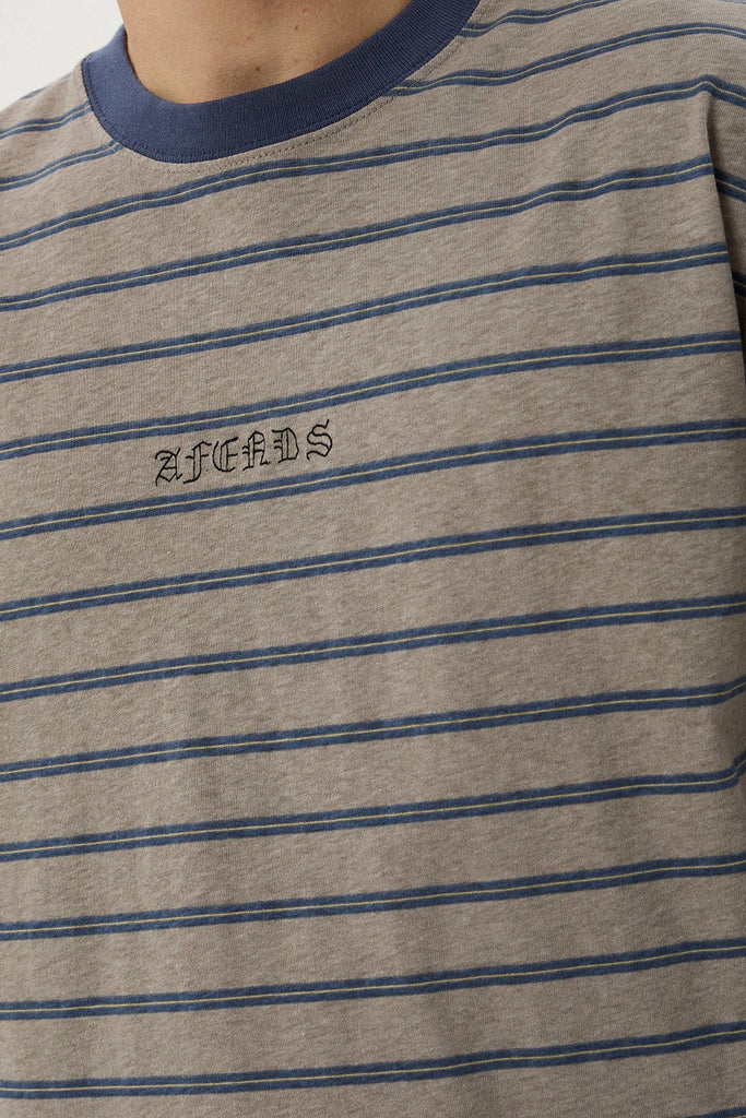 Afends Eureka - Boxy Tee - Olive Stripe
