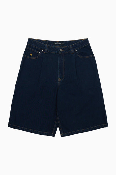 Afends Fast Forward - Denim Ultra Baggy Pleated Short 24" - Ink