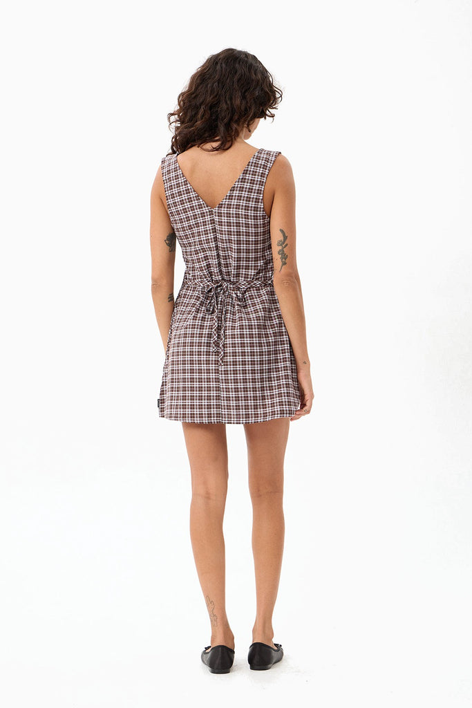 Afends Izzy - Mini Dress - Brown / Blue Check