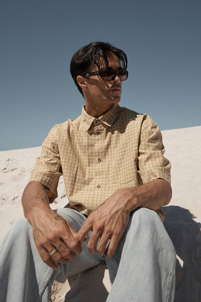 Afends Lo-Fi - Short Sleeve Shirt - Corn Check