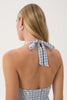 Afends Montana - Seersucker Halter Mini Dress - Powder Blue Check