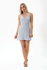 Afends Montana - Seersucker Halter Mini Dress - Powder Blue Check