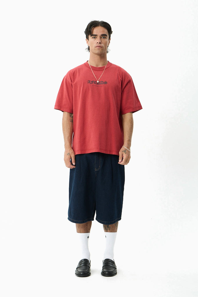 Afends Script - Boxy Tee - Vintage Cherry