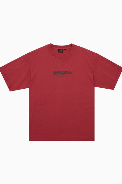Afends Script - Boxy Tee - Vintage Cherry