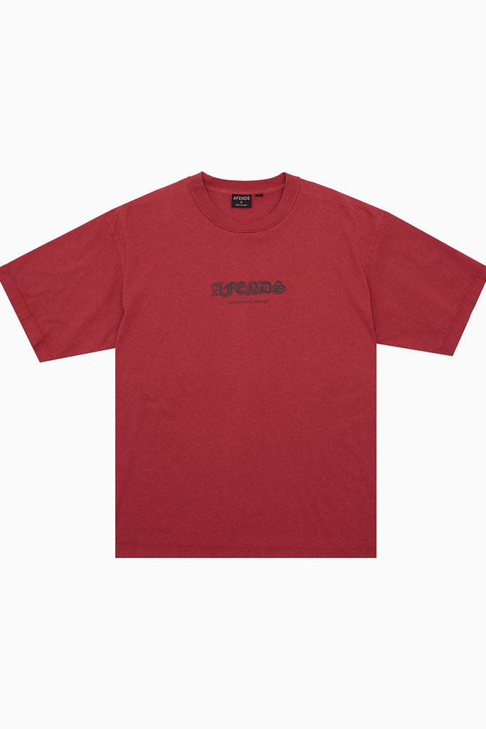 Afends Script - Boxy Tee - Vintage Cherry
