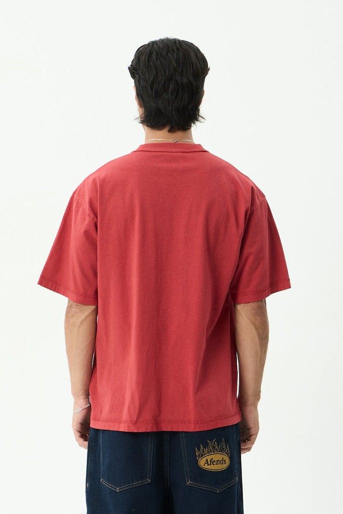 Afends Script - Boxy Tee - Vintage Cherry