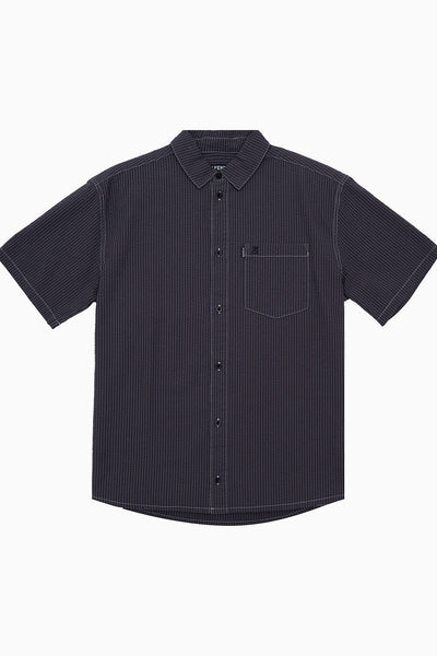 Afends Static - Short Sleeve Shirt - Black Stripe