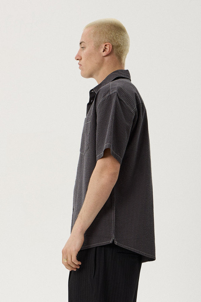 Afends Static - Short Sleeve Shirt - Black Stripe