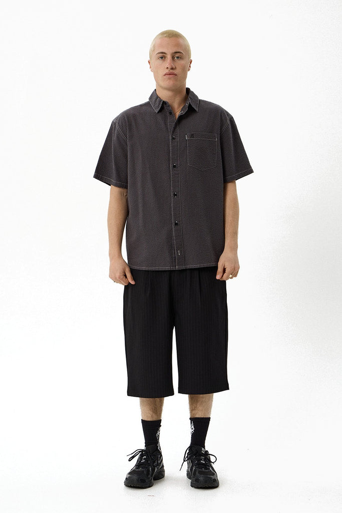 Afends Static - Short Sleeve Shirt - Black Stripe