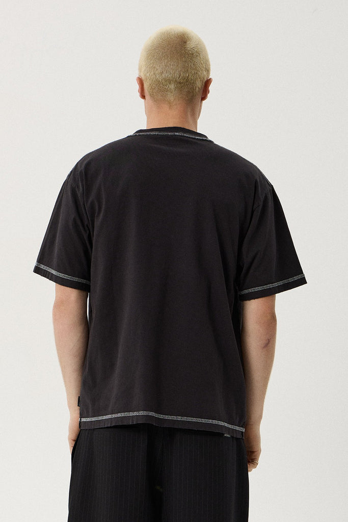 Afends Yang - Heavyweight Boxy Tee - Stone Black