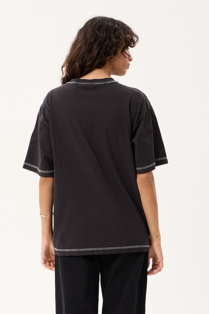 Afends Yang - Heavyweight Boxy Tee - Stone Black