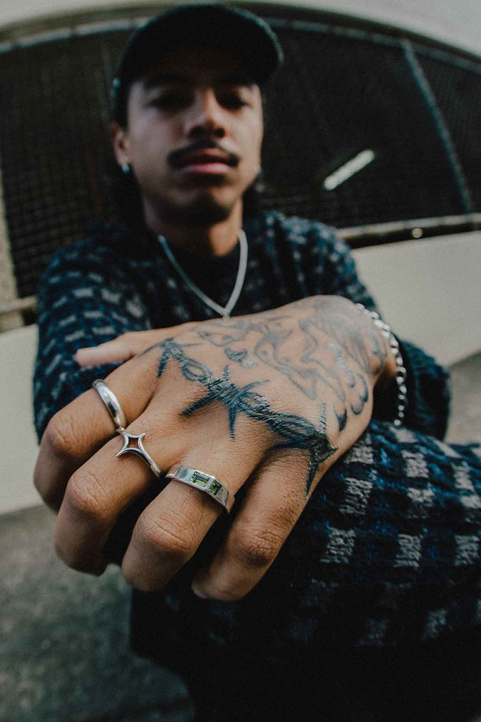 Sue The Boy Axis Peridot Ring worn