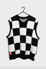 Billy Bones Club CREW BILLY BONES CLUB CHECKERED KNIT UNISEX VEST - BLACK WHITE CHECK