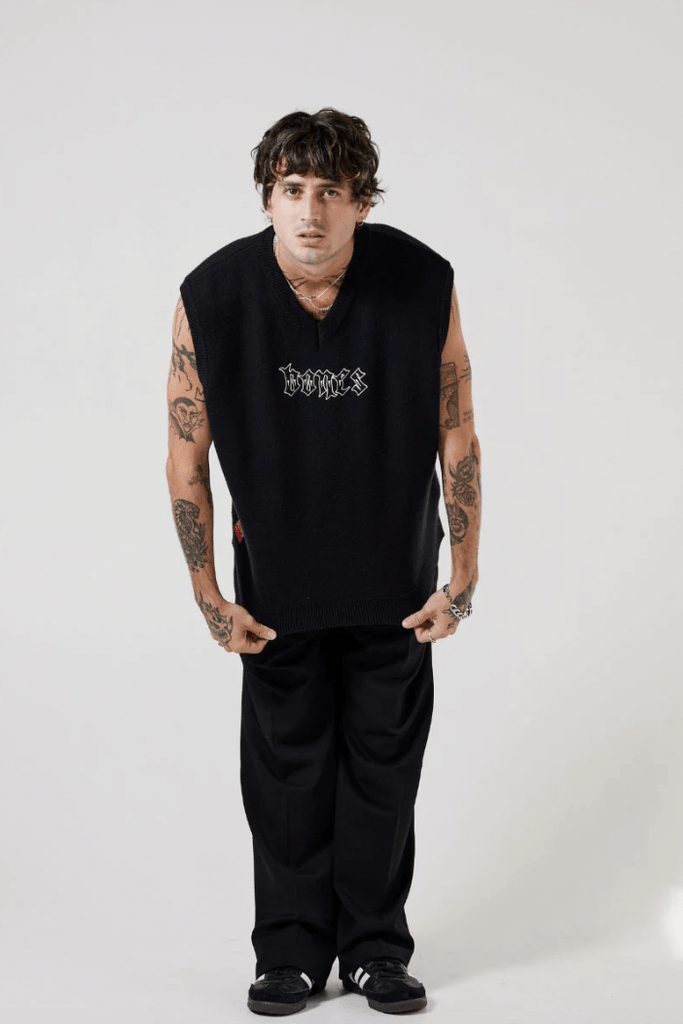 Billy Bones Club CREW BILLY BONES CLUB STEEZE KNIT UNISEX VEST - BLACK