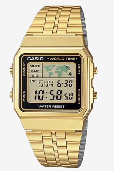 Casio Vintage A500WGA-1DF gold-tone digital world time watch