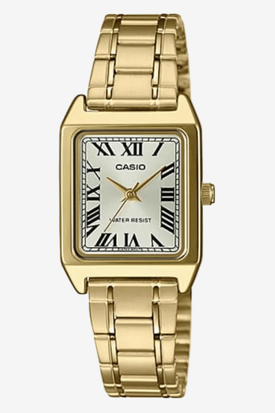 Casio Vintage LTPV007G-9B ladies gold-tone rectangle dress watch