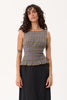 AFENDS Cedar - Seersucker Sleeveless Top - Cedar/Blue Check