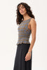 AFENDS Cedar - Seersucker Sleeveless Top - Cedar/Blue Check
