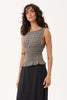 AFENDS Cedar - Seersucker Sleeveless Top - Cedar/Blue Check