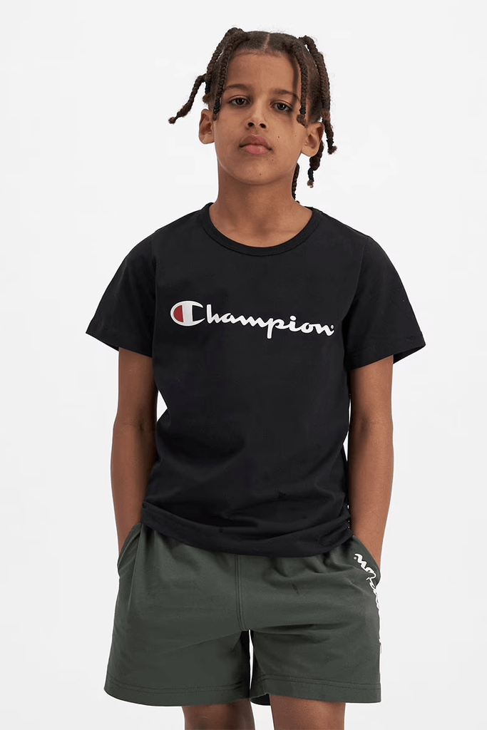 CHAMPION YOUTH TEE CHAMPION KIDS SCRIPT T-SHIRT - BLACK