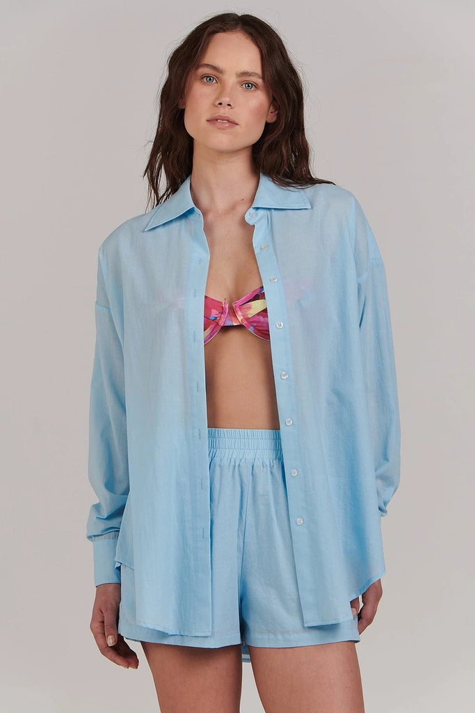 CHARLIE HOLIDAY LADIES TOP CHARLIE HOLIDAY MAPLE SHIRT - SKY BLUE
