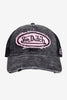 Von Dutch Distressed Trucker Hat - Black/Pink, front view