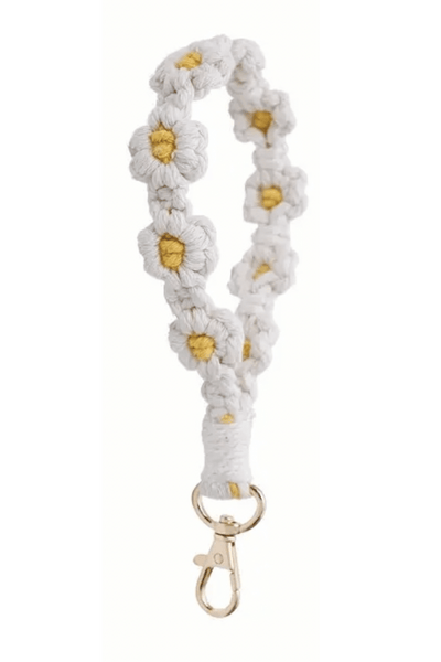 DAISY FLOWER LANYARD DAISY KEY CHAIN LANYARD - WHITE