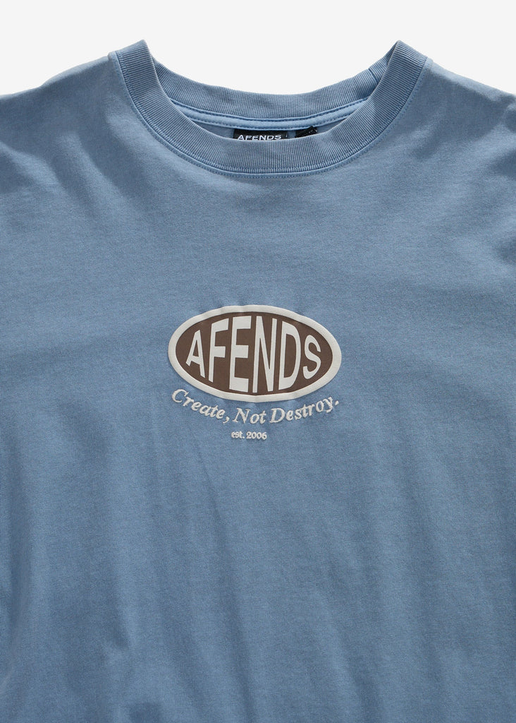 AFENDS Destroyed - Retro Tee - Washed Slate Blue