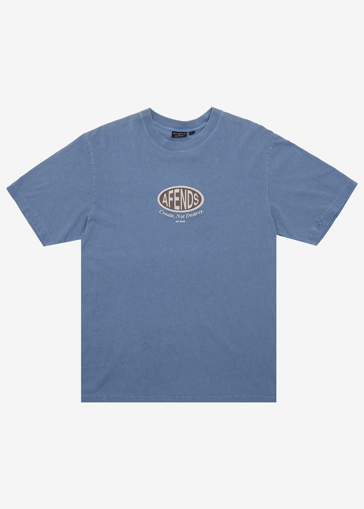 AFENDS Destroyed - Retro Tee - Washed Slate Blue