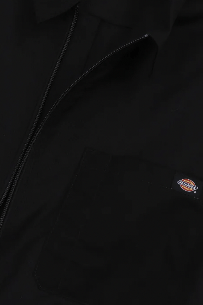 DICKIES MENS BUTTON UP SHIRTS DICKIES 1574 ZIP THROUGH SHORT SLEEVE SHIRT - BLACK