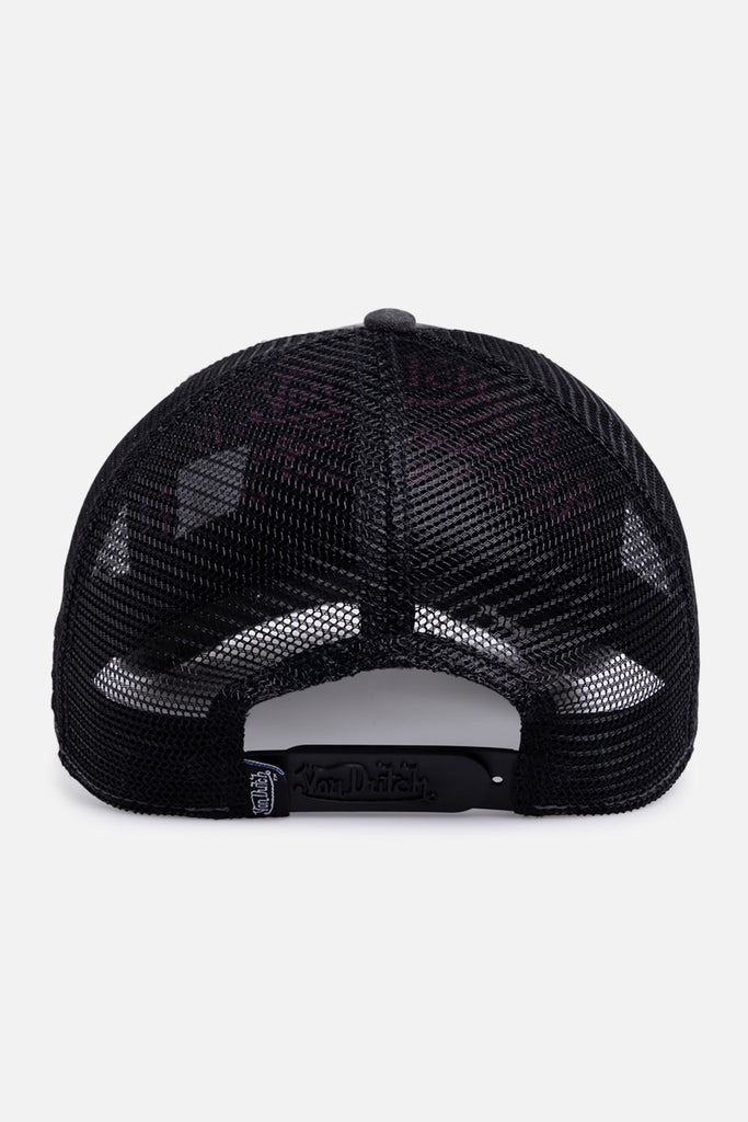Von Dutch Distressed Trucker Hat - Black/Pink, side view