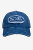 Von Dutch Destroyed Twill Embroidery Dad Cap - Washed Navy, front view