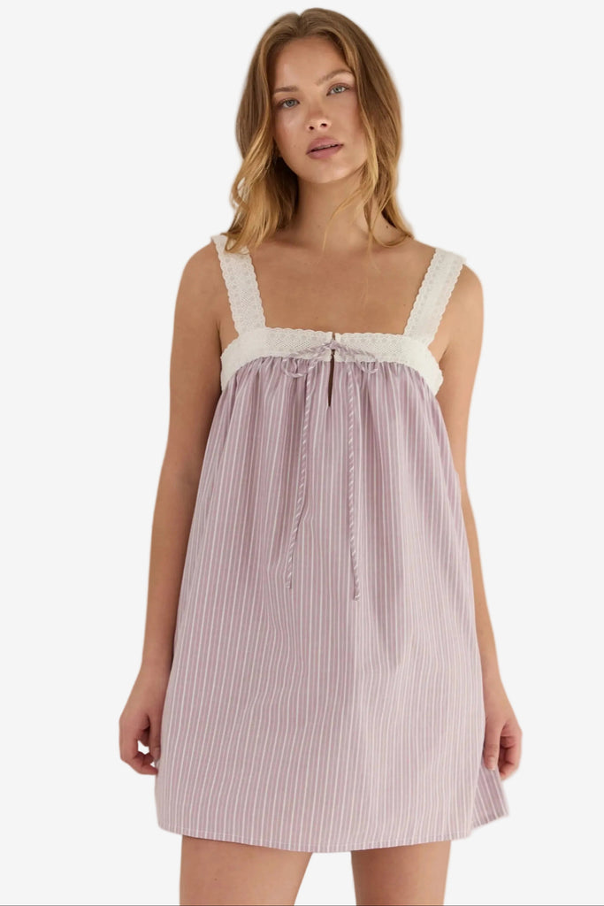 JUNI Valerie Mini Dress - Rosa Stripe