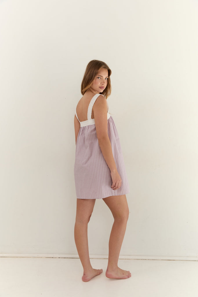 JUNI Valerie Mini Dress - Rosa Stripe