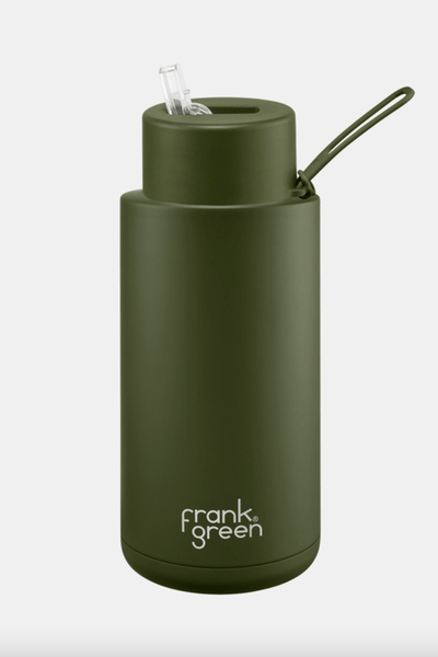 FRANK GREEN BOTTLE FRANK GREEN CERAMIC REUSABLE BOTTLE + STRAW 34oz/1000ml - KHAKI