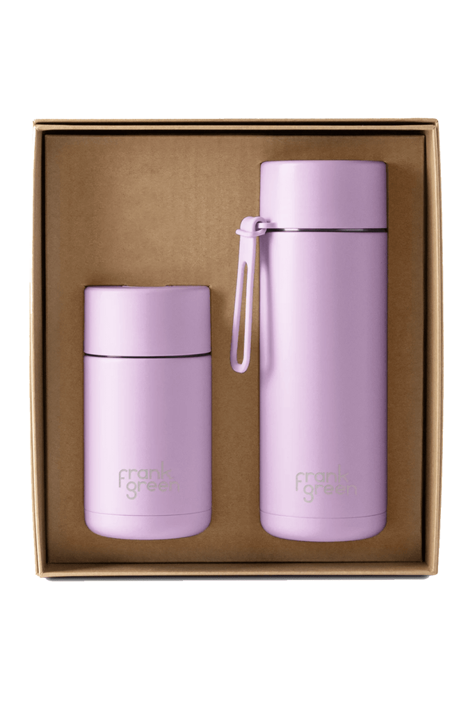 FRANK GREEN BOTTLE FRANK GREEN ESSENTIALS SMALL GIFT SET 12oz CERAMIC REUSABLE + 20oz - LILAC