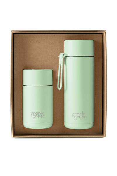 FRANK GREEN BOTTLE FRANK GREEN ESSENTIALS SMALL GIFT SET 12oz CERAMIC REUSABLE + 20oz - MINT GELATO