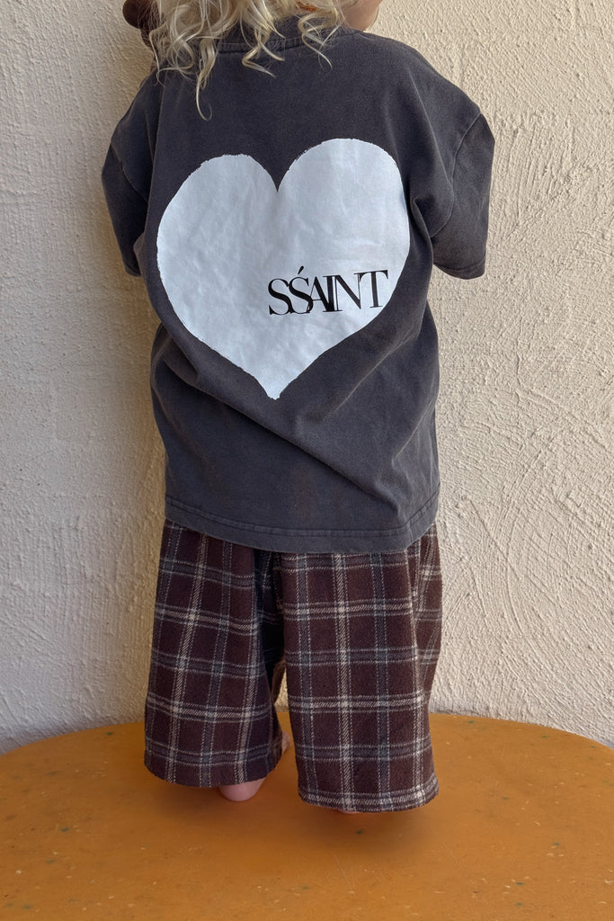 Ssaint Kids Heart Tee - Acid Wash Charcoal
