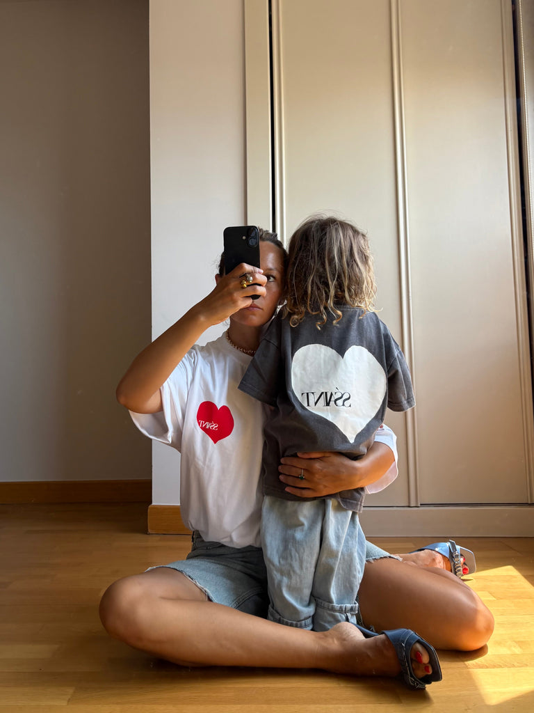 Ssaint Kids Heart Tee - Acid Wash Charcoal