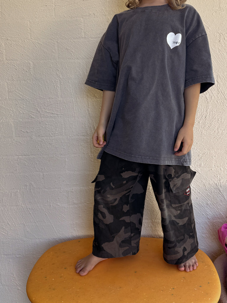 Ssaint Kids Heart Tee - Acid Wash Charcoal